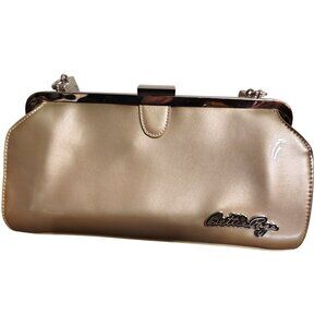 Bettie Page Sourpuss Gold Patent Purse Handbag Retro Pin Up Snap Close